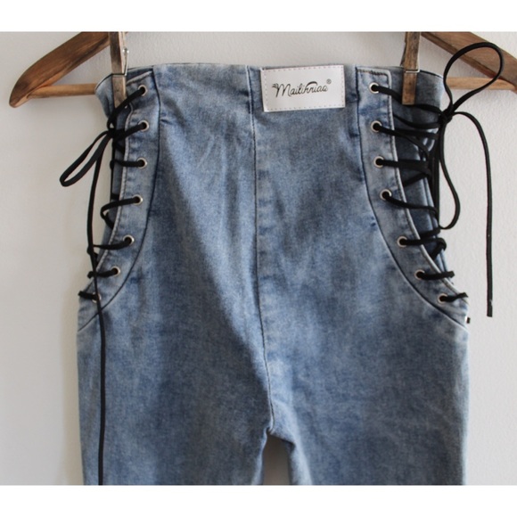 Mailinniao Lace Up Corsette Bodycon Vintage Wash Skinny Jeans XS preowned - Picture 12 of 14